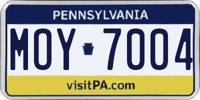 PA license plate MOY7004