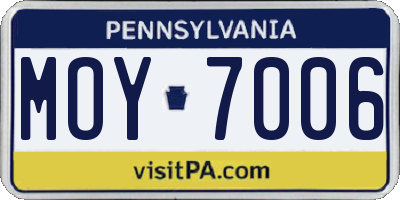 PA license plate MOY7006