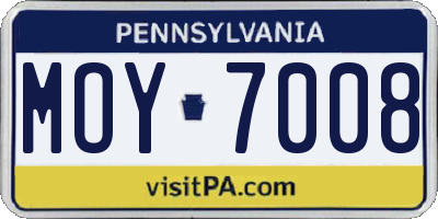 PA license plate MOY7008
