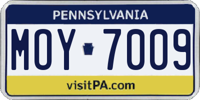 PA license plate MOY7009