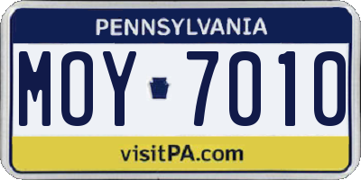PA license plate MOY7010