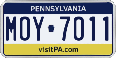 PA license plate MOY7011