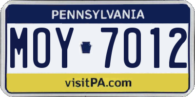 PA license plate MOY7012