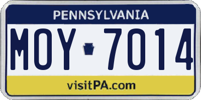 PA license plate MOY7014