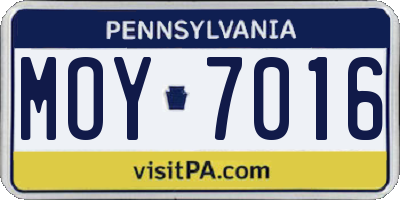 PA license plate MOY7016