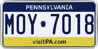 PA license plate MOY7018