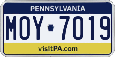PA license plate MOY7019