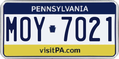 PA license plate MOY7021