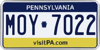 PA license plate MOY7022