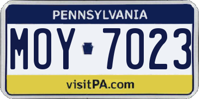 PA license plate MOY7023
