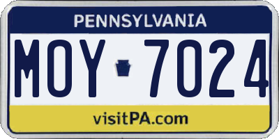 PA license plate MOY7024