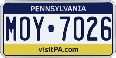 PA license plate MOY7026