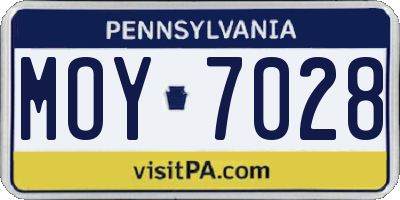 PA license plate MOY7028