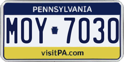 PA license plate MOY7030