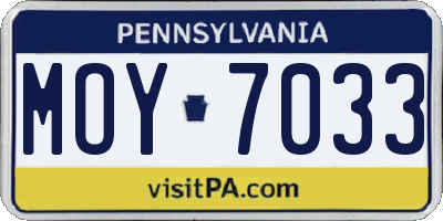 PA license plate MOY7033