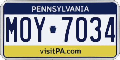 PA license plate MOY7034