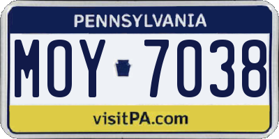 PA license plate MOY7038
