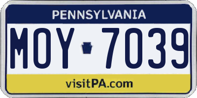 PA license plate MOY7039