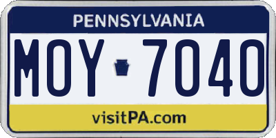 PA license plate MOY7040