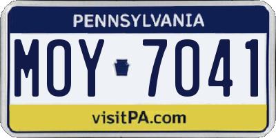 PA license plate MOY7041