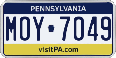 PA license plate MOY7049