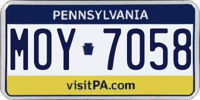 PA license plate MOY7058