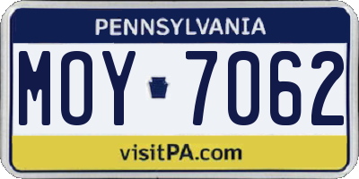 PA license plate MOY7062