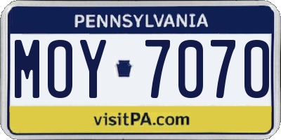 PA license plate MOY7070