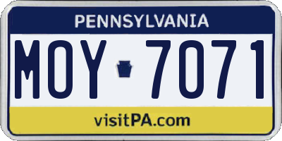 PA license plate MOY7071