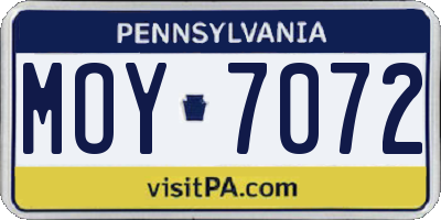PA license plate MOY7072