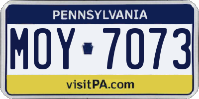 PA license plate MOY7073