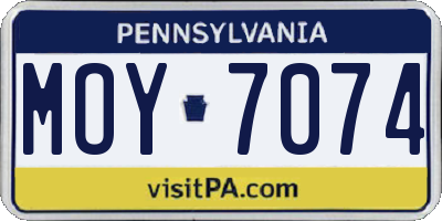 PA license plate MOY7074