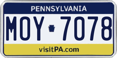 PA license plate MOY7078