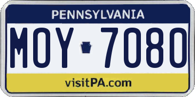 PA license plate MOY7080