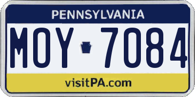 PA license plate MOY7084