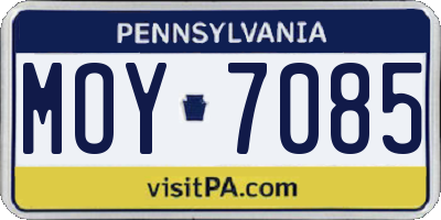PA license plate MOY7085