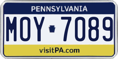 PA license plate MOY7089