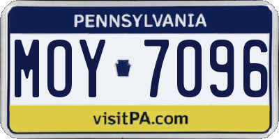 PA license plate MOY7096