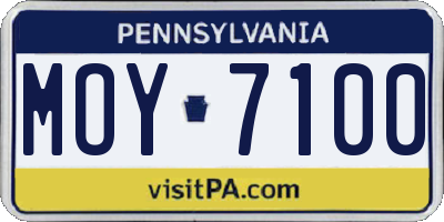 PA license plate MOY7100