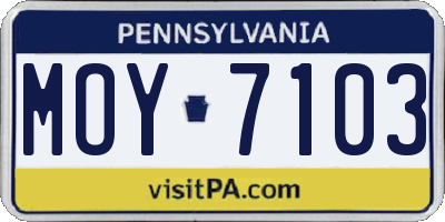 PA license plate MOY7103