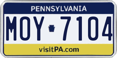 PA license plate MOY7104