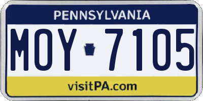 PA license plate MOY7105