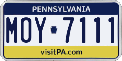 PA license plate MOY7111