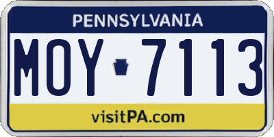 PA license plate MOY7113