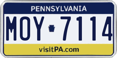 PA license plate MOY7114