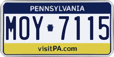 PA license plate MOY7115