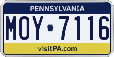 PA license plate MOY7116
