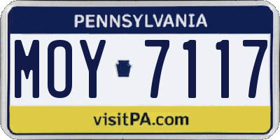 PA license plate MOY7117