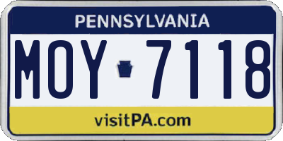 PA license plate MOY7118