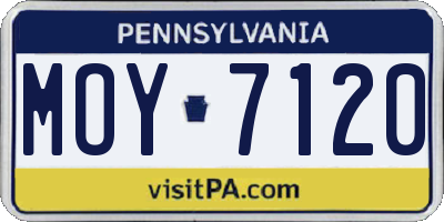 PA license plate MOY7120